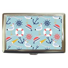 Nautical-marine-symbols-seamless-pattern Cigarette Money Case by Salman4z