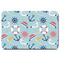 Nautical-marine-symbols-seamless-pattern Large Doormat by Salman4z