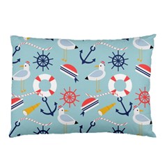 Nautical-marine-symbols-seamless-pattern Pillow Case by Salman4z