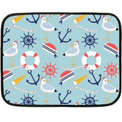 Nautical-marine-symbols-seamless-pattern Fleece Blanket (mini) by Salman4z