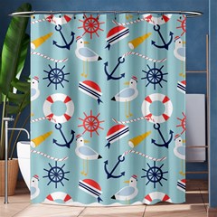 Nautical-marine-symbols-seamless-pattern Shower Curtain 60  X 72  (medium)  by Salman4z