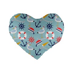 Nautical-marine-symbols-seamless-pattern Standard 16  Premium Flano Heart Shape Cushions by Salman4z