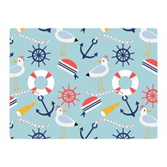 Nautical-marine-symbols-seamless-pattern Two Sides Premium Plush Fleece Blanket (mini) by Salman4z