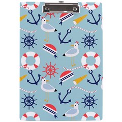 Nautical-marine-symbols-seamless-pattern A4 Acrylic Clipboard by Salman4z