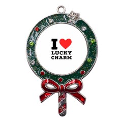 I Love Lucky Charm Metal X mas Lollipop With Crystal Ornament