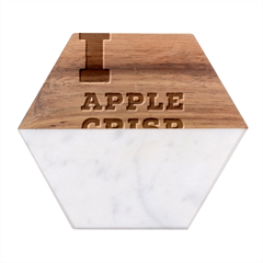 I Love Apple Crisp Marble Wood Coaster (hexagon)  by ilovewhateva