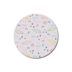 Spaceship Pattern Star Rubber Round Coaster (4 Pack) by danenraven