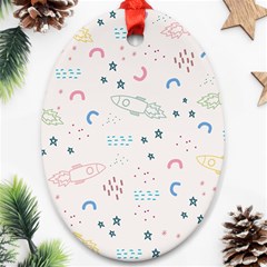 Spaceship Pattern Star Oval Ornament (two Sides) by danenraven