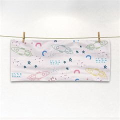 Spaceship Pattern Star Hand Towel by danenraven