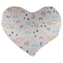 Spaceship Pattern Star Large 19  Premium Heart Shape Cushions by danenraven