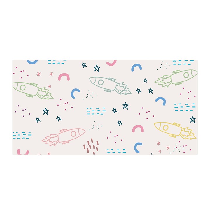 Spaceship Pattern Star Satin Wrap 35  x 70 