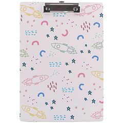 Spaceship Pattern Star A4 Acrylic Clipboard by danenraven