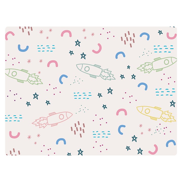 Spaceship Pattern Star Premium Plush Fleece Blanket (Extra Small)