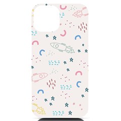 Spaceship Pattern Star Iphone 14 Black Uv Print Case by danenraven