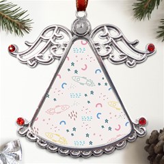 Spaceship Pattern Star Metal Angel With Crystal Ornament by danenraven