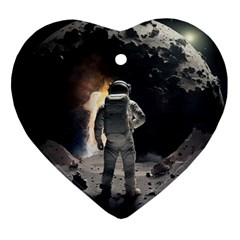 Astronaut Space Walk Heart Ornament (two Sides) by danenraven