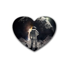 Astronaut Space Walk Rubber Coaster (heart) by danenraven