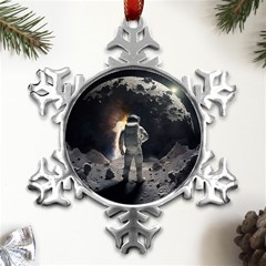 Astronaut Space Walk Metal Small Snowflake Ornament by danenraven