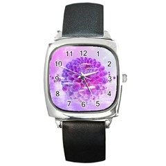 Dahlia Blossom Bloom Dahlias Fall Square Metal Watch by danenraven