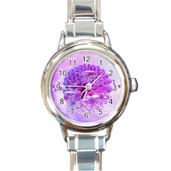 Dahlia Blossom Bloom Dahlias Fall Round Italian Charm Watch by danenraven