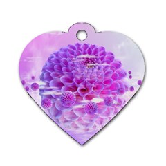 Dahlia Blossom Bloom Dahlias Fall Dog Tag Heart (two Sides) by danenraven