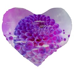 Dahlia Blossom Bloom Dahlias Fall Large 19  Premium Flano Heart Shape Cushions by danenraven