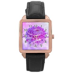 Dahlia Blossom Bloom Dahlias Fall Rose Gold Leather Watch  by danenraven