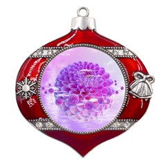 Dahlia Blossom Bloom Dahlias Fall Metal Snowflake And Bell Red Ornament by danenraven