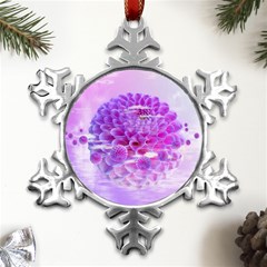 Dahlia Blossom Bloom Dahlias Fall Metal Small Snowflake Ornament by danenraven