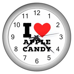 I Love Apple Candy Wall Clock (silver) by ilovewhateva