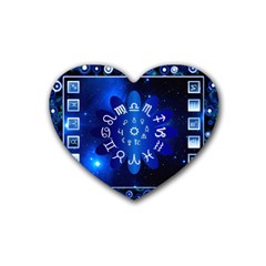 Astrology Horoscopes Constellation Rubber Heart Coaster (4 Pack)