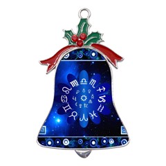 Astrology Horoscopes Constellation Metal Holly Leaf Bell Ornament by danenraven