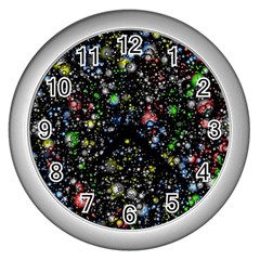 Illustration Universe Star Planet Wall Clock (silver) by danenraven