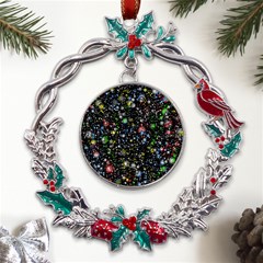 Illustration Universe Star Planet Metal X mas Wreath Holly Leaf Ornament