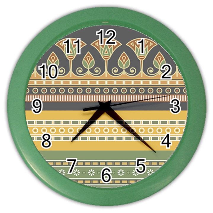 Seamless-pattern-egyptian-ornament-with-lotus-flower Color Wall Clock