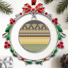 Seamless-pattern-egyptian-ornament-with-lotus-flower Metal X mas Wreath Ribbon Ornament by Salman4z