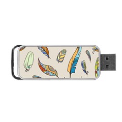 Vector-boho-doodle-feathers-seamless-pattern-illustration Portable Usb Flash (two Sides) by Salman4z