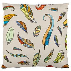 Vector-boho-doodle-feathers-seamless-pattern-illustration Standard Premium Plush Fleece Cushion Case (one Side) by Salman4z