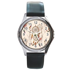 Coloured-dreamcatcher-background Round Metal Watch by Salman4z