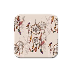 Coloured-dreamcatcher-background Rubber Square Coaster (4 Pack) by Salman4z