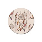 Coloured-dreamcatcher-background Rubber Coaster (Round) Front