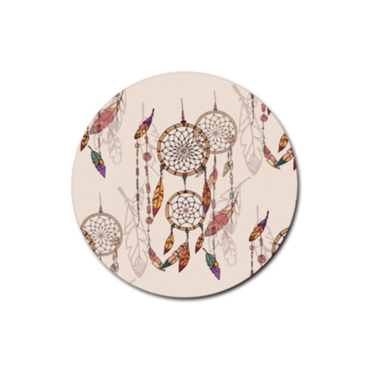 Coloured-dreamcatcher-background Rubber Coaster (Round)