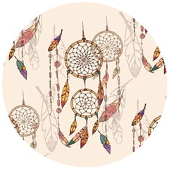 Coloured-dreamcatcher-background Wooden Puzzle Round by Salman4z