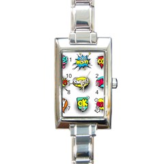 Set-colorful-comic-speech-bubbles Rectangle Italian Charm Watch by Salman4z