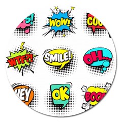 Set-colorful-comic-speech-bubbles Magnet 5  (round) by Salman4z