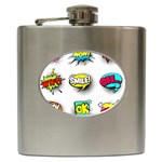 Set-colorful-comic-speech-bubbles Hip Flask (6 oz) Front