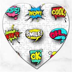 Set-colorful-comic-speech-bubbles Jigsaw Puzzle (heart) by Salman4z