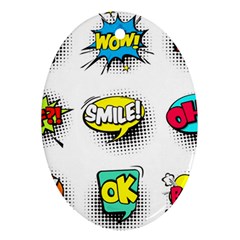 Set-colorful-comic-speech-bubbles Oval Ornament (two Sides) by Salman4z