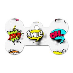 Set-colorful-comic-speech-bubbles Dog Tag Bone (one Side) by Salman4z