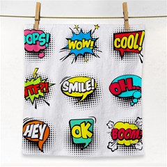 Set-colorful-comic-speech-bubbles Face Towel by Salman4z